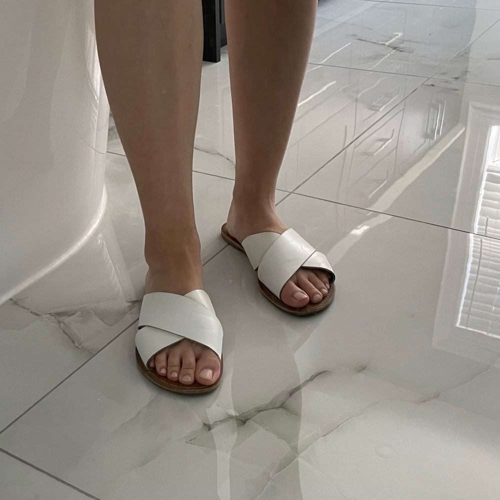 White Criss Cross Sandals